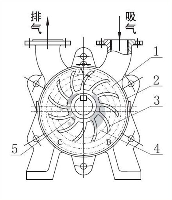 水環(huán)式真空泵工作原理圖1